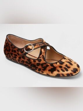 a new day Leopard Print Mary Jane Flats - Black and Brown